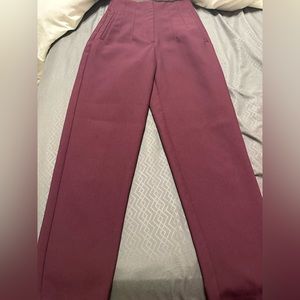 Maroon Zara High Waisted Trousers